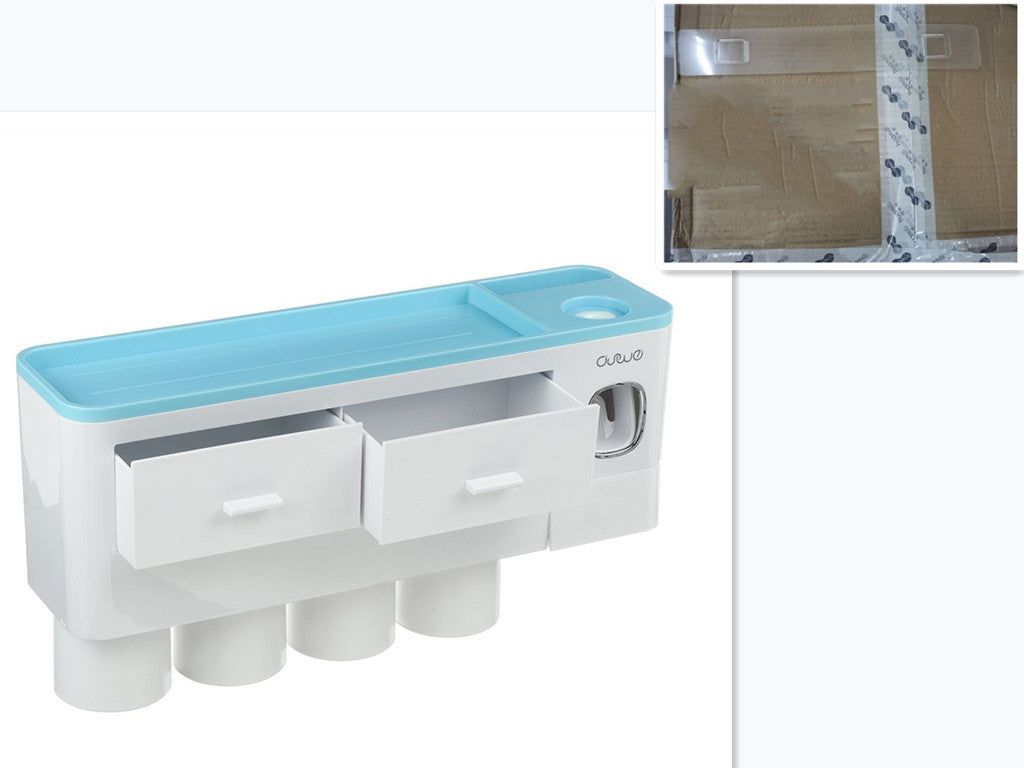 Hanging Magnetic Toothbrush Holder Single Drawer Storage Rack With Toothpaste Squeezer Toiletry Set