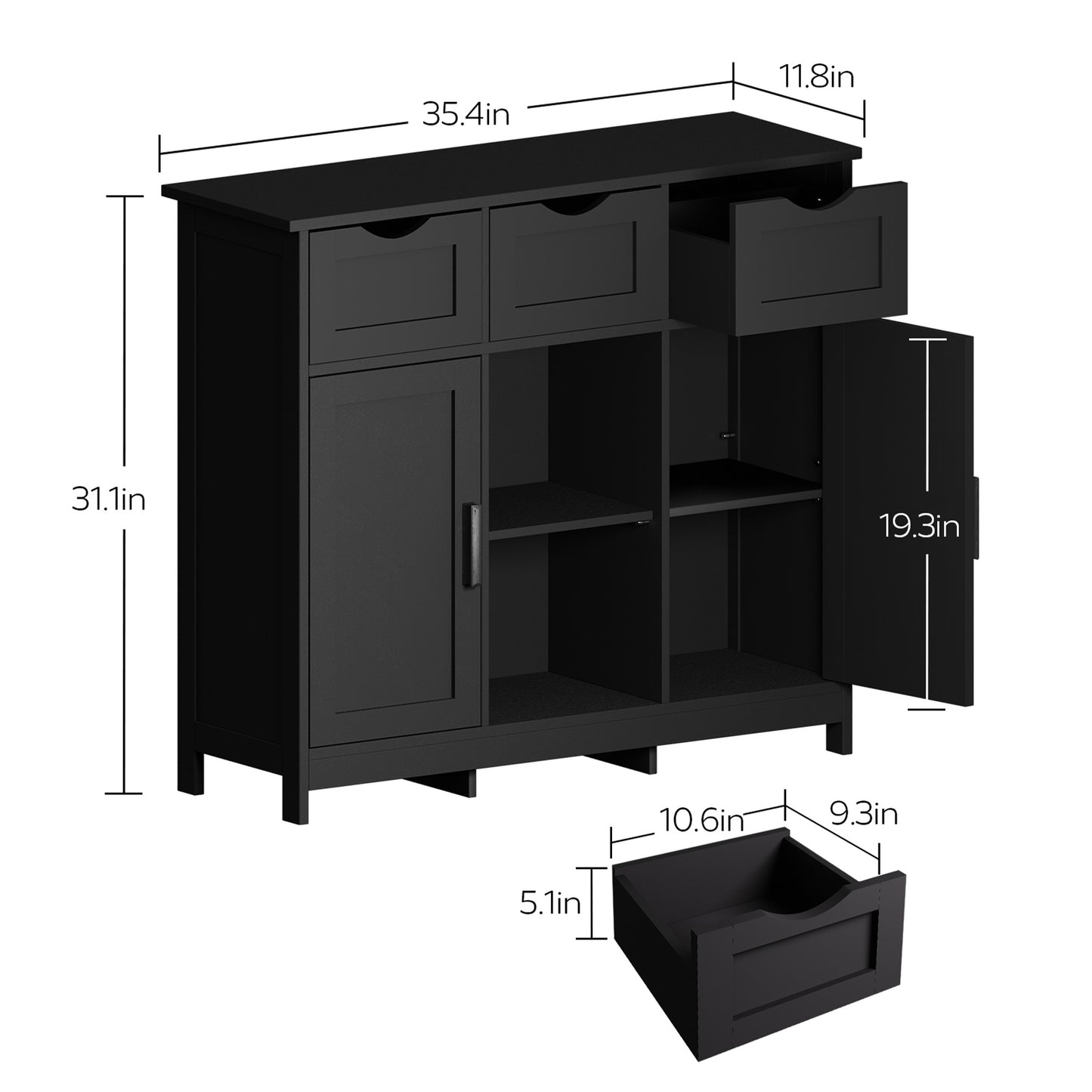 Modern Storage Cabinet With Drawers And Shelves