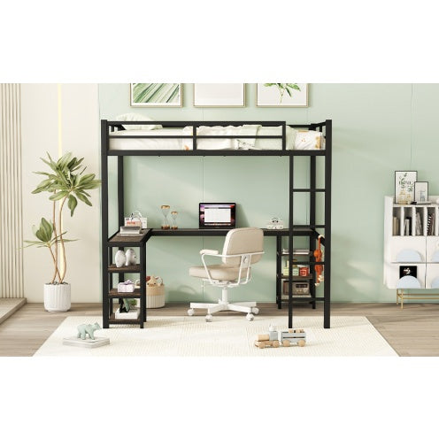 Full Mattress Loft Bed With Ladder And Guardrails
