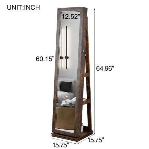 Full Body Mirror Rotating Jewelry Cabinet