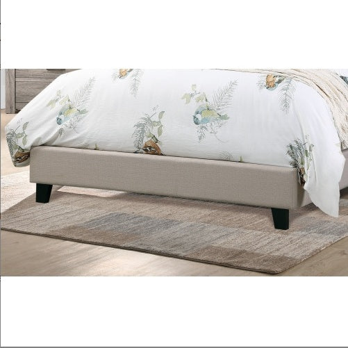 Contemporary Queen Size Bed Light Brown Upholstered
