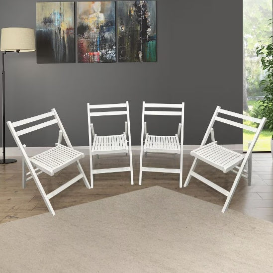 Four Slatted Wood Folding Special Event Chairs