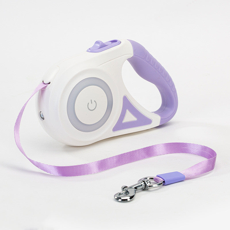 Retractable Leash And Dog Collar Spotlight Automatic Traction Rope For Small Medium Dogs