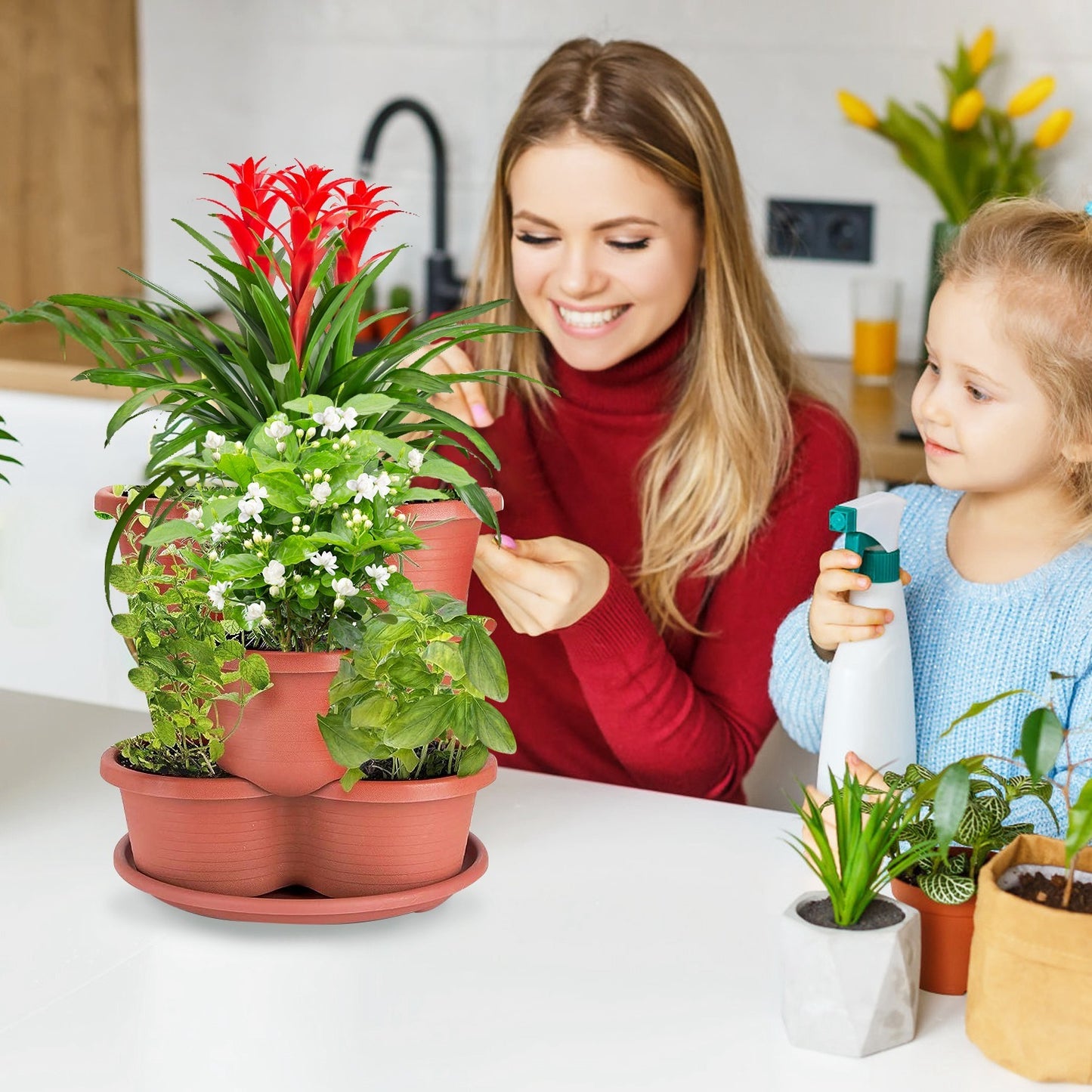 1Pc 5 Planters Garden Tower Planter Outdoor