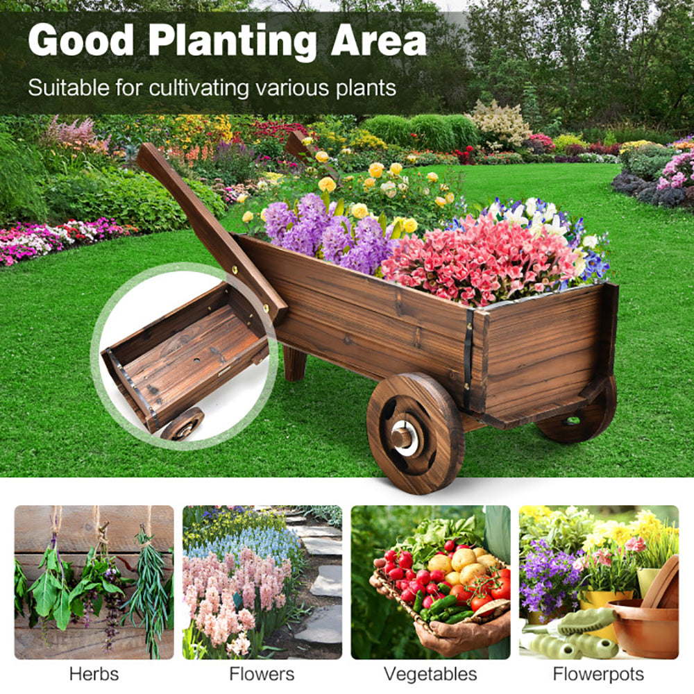 Wooden Wagon Planter Cart