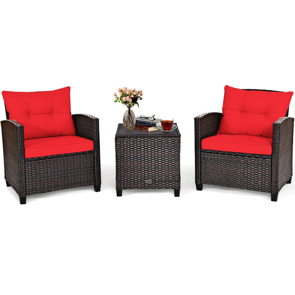 3 Pieces Weather Resistant Patio Furniture Set With Washable Cushion