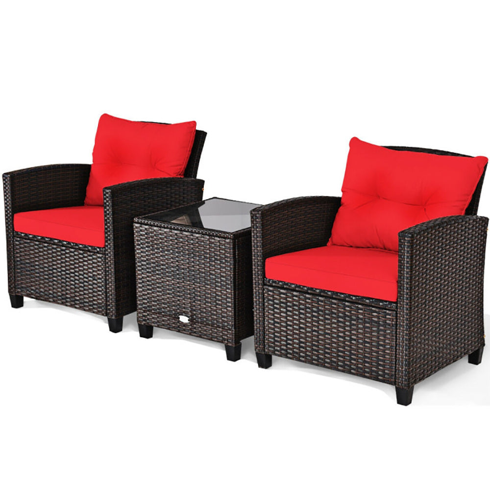 3 Pieces Weather Resistant Patio Furniture Set With Washable Cushion