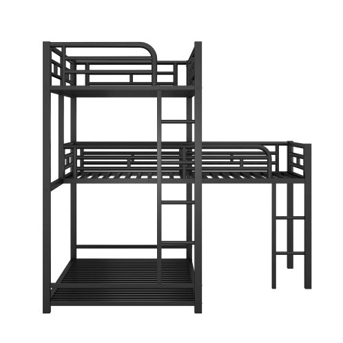 Triplex L-shaped Metal Twin Size Bunk Bed
