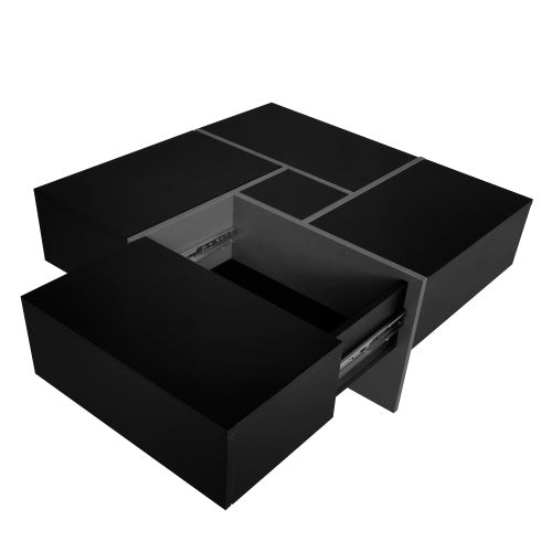 Sleek Coffee Table With 4 Hidden Storage Compartments