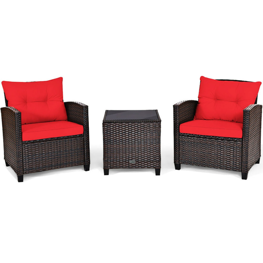 3 Pieces Weather Resistant Patio Furniture Set With Washable Cushion