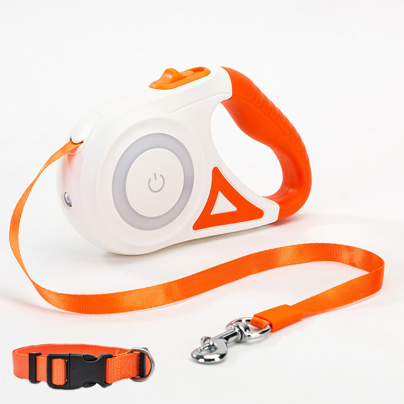 Retractable Leash And Dog Collar Spotlight Automatic Traction Rope For Small Medium Dogs