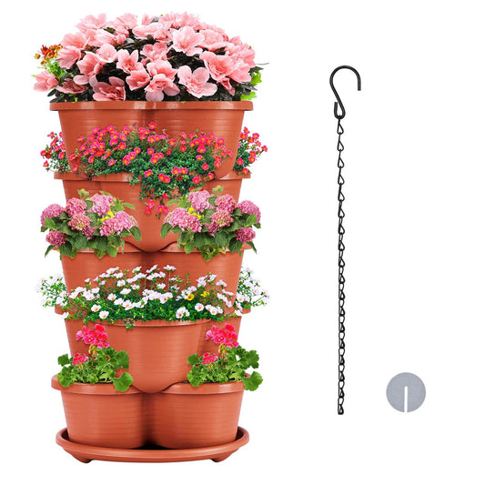 1Pc 5 Planters Garden Tower Planter Outdoor
