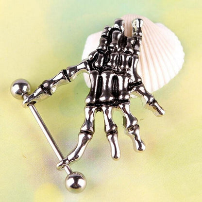 Skeleton Hand Piercing Bar Ear ring