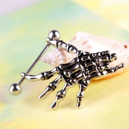 Skeleton Hand Piercing Bar Ear ring