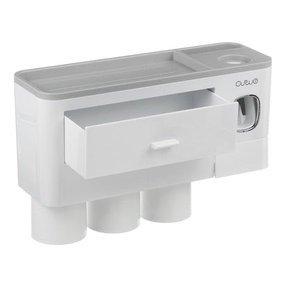 Hanging Magnetic Toothbrush Holder Single Drawer Storage Rack With Toothpaste Squeezer Toiletry Set