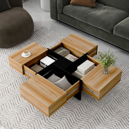 Sleek Coffee Table With 4 Hidden Storage Compartments