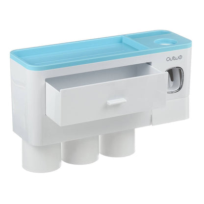 Hanging Magnetic Toothbrush Holder Single Drawer Storage Rack With Toothpaste Squeezer Toiletry Set