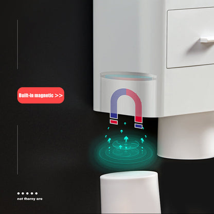 Hanging Magnetic Toothbrush Holder Single Drawer Storage Rack With Toothpaste Squeezer Toiletry Set