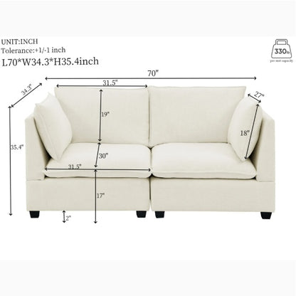 3-Piece Chenille Fabric Living Room Furniture
