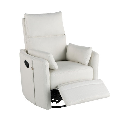 Upholstered Swivel Recliner Rocker With Two Removable Pillows