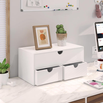 White Bamboo Desk Drawer Organizer No Assembly Desktop Storage Box