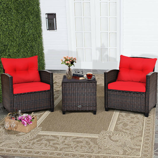 3 Pieces Weather Resistant Patio Furniture Set With Washable Cushion