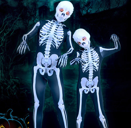 kids S M L and Adult XS S M L Halloween Skeleton Costume