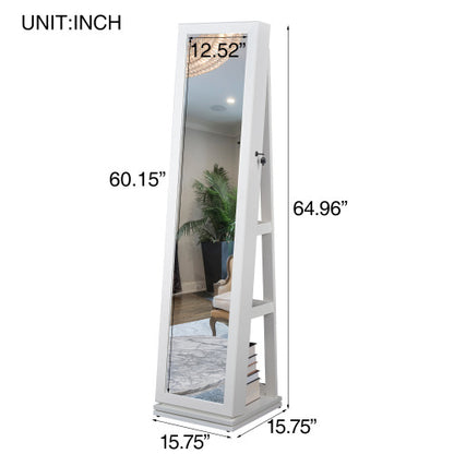 Full Body Mirror Rotating Jewelry Cabinet