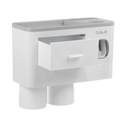 Hanging Magnetic Toothbrush Holder Single Drawer Storage Rack With Toothpaste Squeezer Toiletry Set
