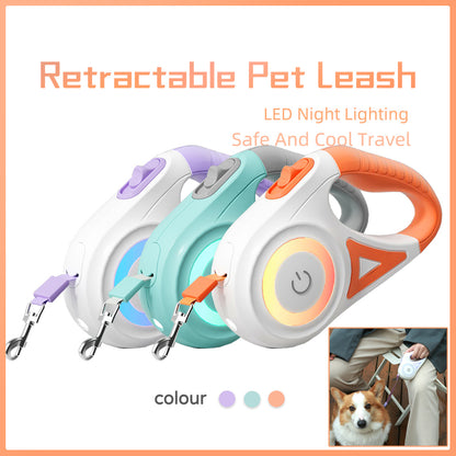 Retractable Leash And Dog Collar Spotlight Automatic Traction Rope For Small Medium Dogs