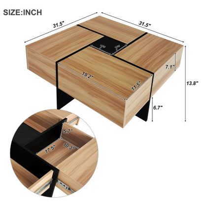Sleek Coffee Table With 4 Hidden Storage Compartments