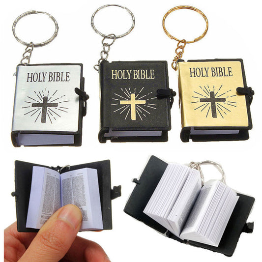 Mini English HOLY BIBLE Key Chains Readable Bible Christian Keyrings Car Key Chains