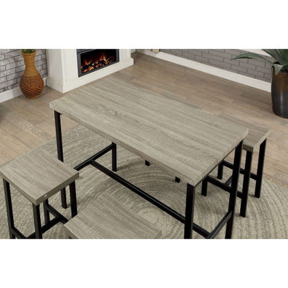 5 Pc Counter Chairs and Table in Black Gray