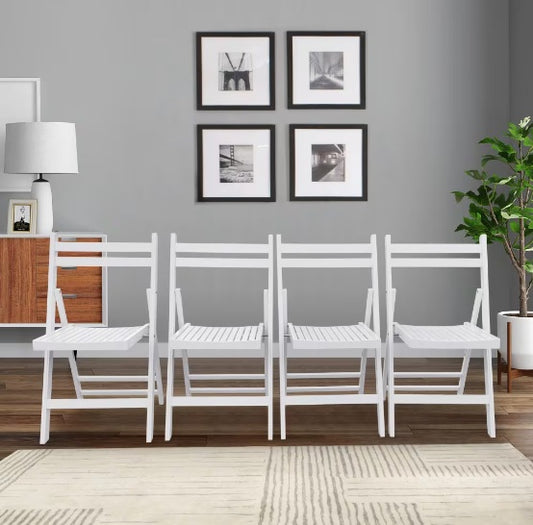 Four Slatted Wood Folding Special Event Chairs