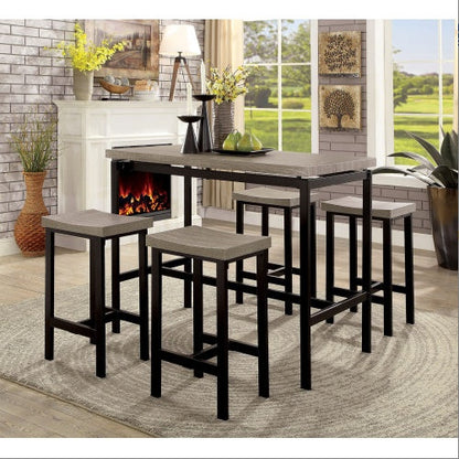5 Pc Counter Chairs and Table in Black Gray