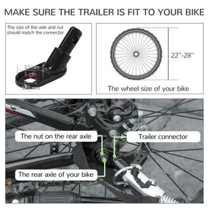 Aosom 2 In 1 Bike Trailer, Green Foldable Dog Bike Stroller With Aluminum Frame, Quick Release Wheels, Anti-Slip Mat, Hitch Coupler, Reflectors, Flag For Medium Dogs