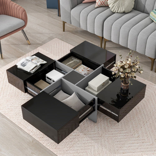 Sleek Coffee Table With 4 Hidden Storage Compartments