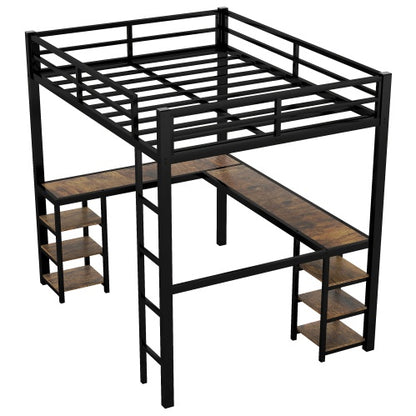 Full Mattress Loft Bed With Ladder And Guardrails
