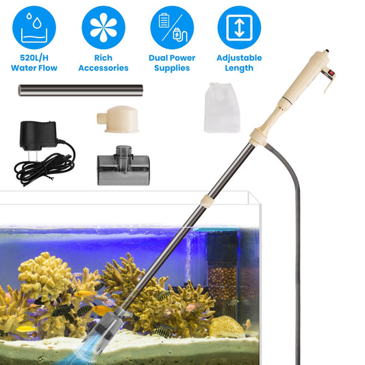 ZonoFish Gravel Cleaner Kit - Adjustable Automatic Fish Tank Vacuum Water Filter Dirt Removal