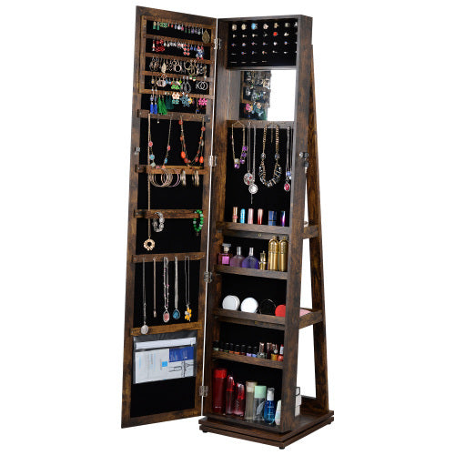 Full Body Mirror Rotating Jewelry Cabinet