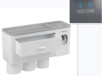 Hanging Magnetic Toothbrush Holder Single Drawer Storage Rack With Toothpaste Squeezer Toiletry Set
