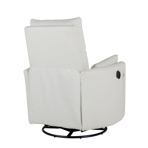 Upholstered Swivel Recliner Rocker With Two Removable Pillows