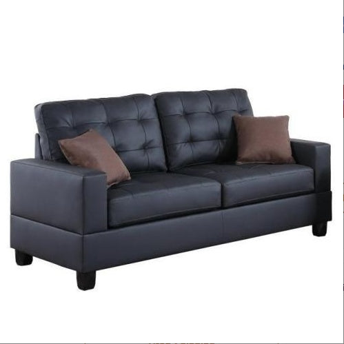 2pc Sofa Set in Black Tufted with Pillows