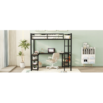 Full Mattress Loft Bed With Ladder And Guardrails