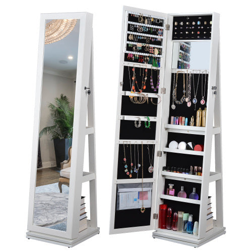 Full Body Mirror Rotating Jewelry Cabinet