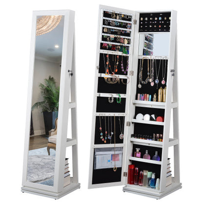 Full Body Mirror Rotating Jewelry Cabinet