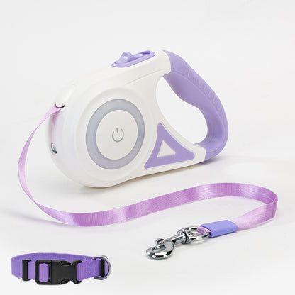 Retractable Leash And Dog Collar Spotlight Automatic Traction Rope For Small Medium Dogs