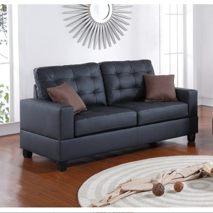2pc Sofa Set in Black Tufted with Pillows