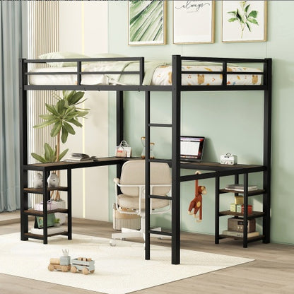 Full Mattress Loft Bed With Ladder And Guardrails