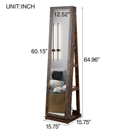 Full Body Mirror Rotating Jewelry Cabinet
